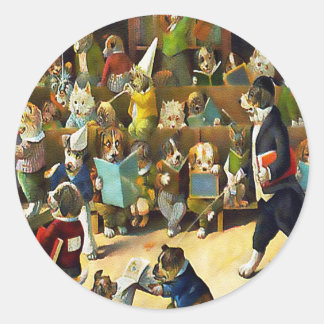 Adesivo Redondo Stickers: Escola de Cachorros de Louis Wain