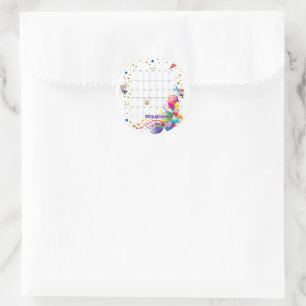 Adesivo Redondo Stickers, Feliz Calendário de Aniversário, abril d