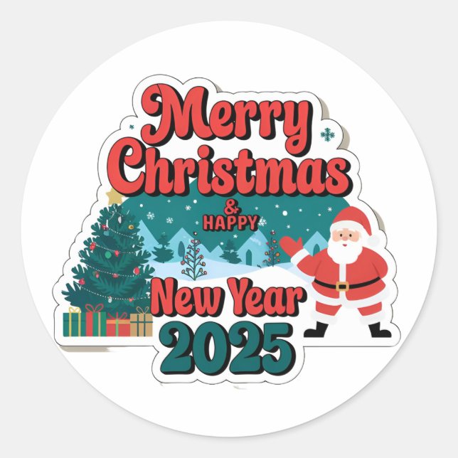 Adesivo Redondo Stickers Festivos, Diversão Sem Fim: Feliz ano nov (Frente)