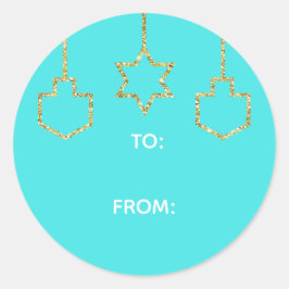 Adesivo Redondo Stickers "Glittered Star & Dreidel" Happy Chanukah