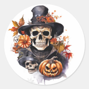 Adesivo Redondo Stickers Halloween Skull