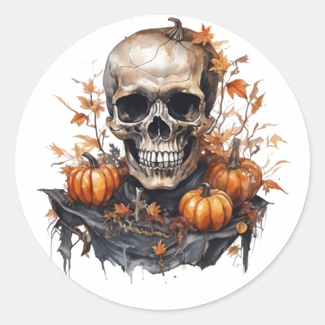 Adesivo Redondo Stickers Halloween Skull (Frente)