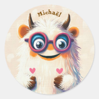 Adesivo Redondo Stickers Happy Monster Valentine's Day Kids School