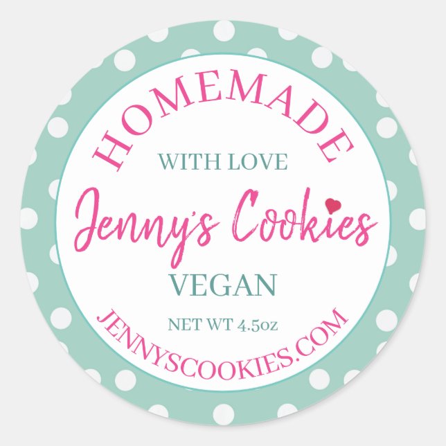 Adesivo Redondo Stickers - Homemade com biscoitos da Jenny (Frente)