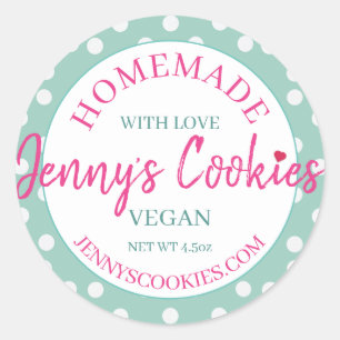 Adesivo Redondo Stickers Homemade With Love Jennys Cookies Design2