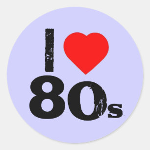 Adesivo Redondo Stickers "I Heart anos 80"