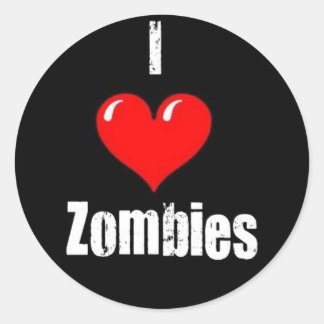 Adesivo Redondo Stickers I (Heart) Zombies