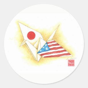 Adesivo Redondo Stickers ~ Japão-Amizade dos EUA