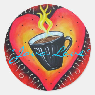 Adesivo Redondo Stickers "Java Love", Folha de 20