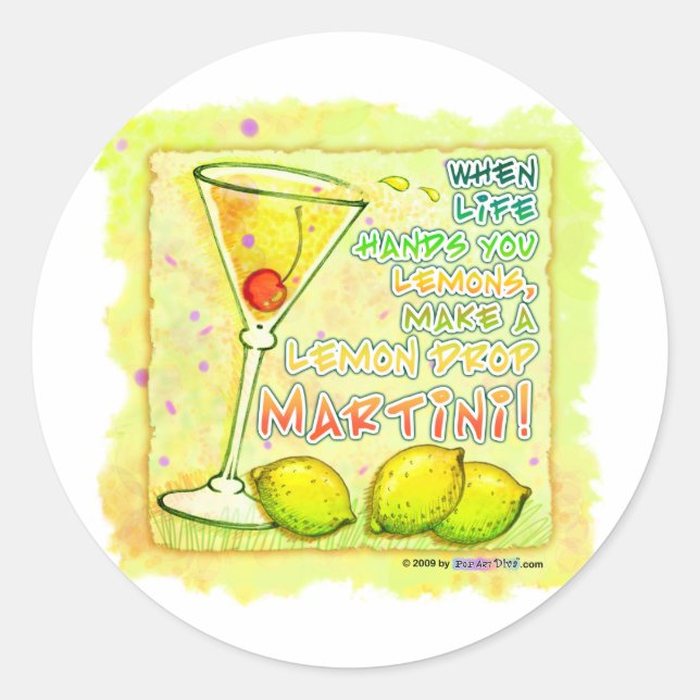 Adesivo Redondo Stickers - Lemon Drop Martini (Frente)