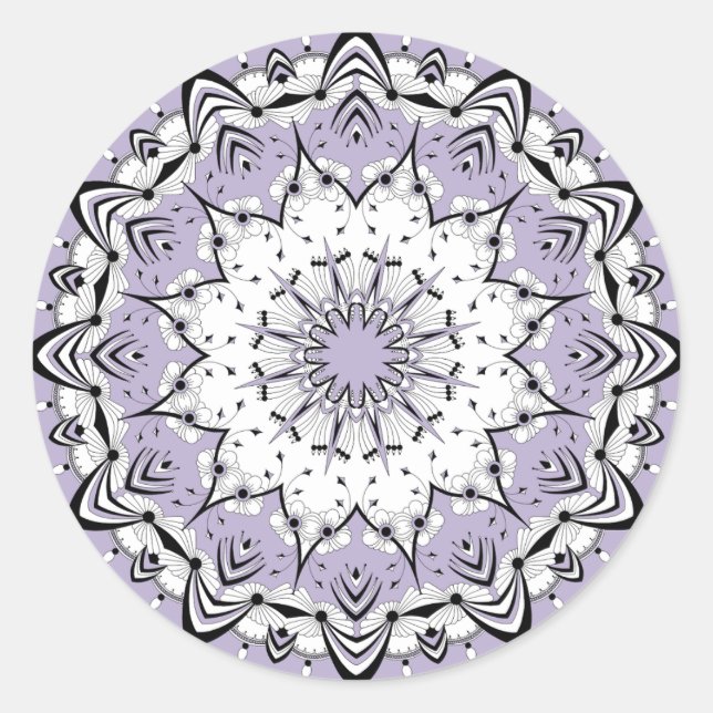 Adesivo Redondo Stickers Lilac Mandala (Design 3) (Frente)