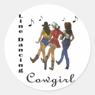 Adesivo Redondo Stickers "Line Dancing Cowgirl" do País Ocidental