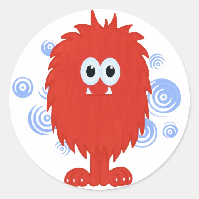 Adesivo Redondo Stickers Monster Red Furry (Frente)