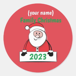 Adesivo Redondo Stickers - Natal personalizado da família (adicion