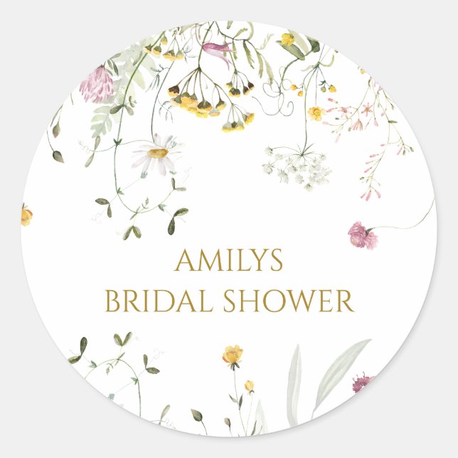 Adesivo Redondo Stickers Obrigado Flores Selvagens (Frente)