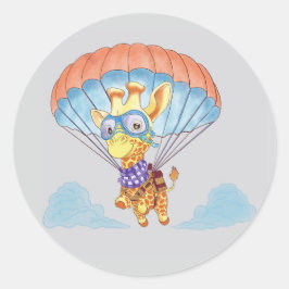Adesivo Redondo Stickers Parachute Giraffe