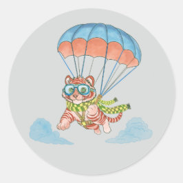 Adesivo Redondo Stickers Parachute Tiger