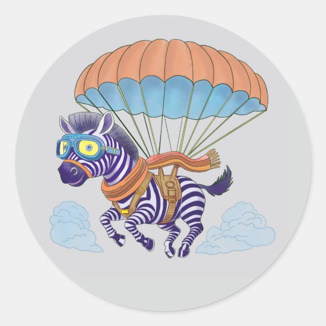 Adesivo Redondo Stickers Parachute Zebra (Frente)