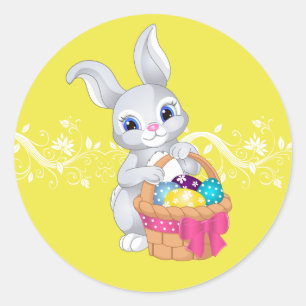 Adesivo Redondo Stickers-Páscoa Bunny