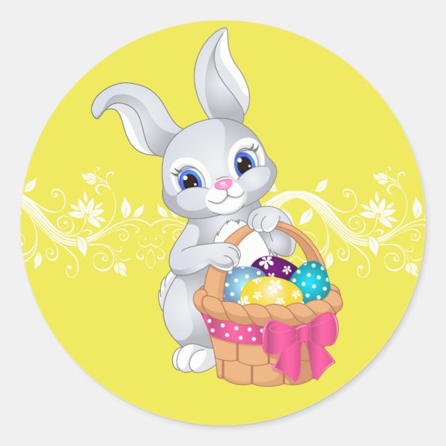 Adesivo Redondo Stickers-Páscoa Bunny (Frente)
