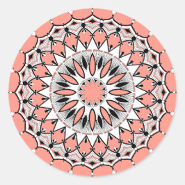 Adesivo Redondo Stickers Peach Mandala (Design 1)