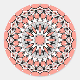 Adesivo Redondo Stickers Peach Mandala (Design 1)