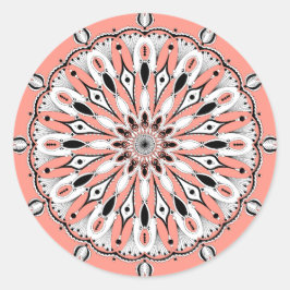 Adesivo Redondo Stickers Peach Mandala (Design 2)