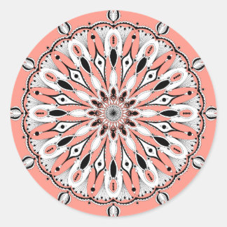 Adesivo Redondo Stickers Peach Mandala (Design 2)
