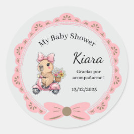 Adesivo Redondo Stickers Personalizables Baby Shower Niña 
