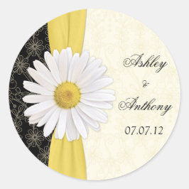 Adesivo Redondo Stickers Personalizados de Casamento de margarida