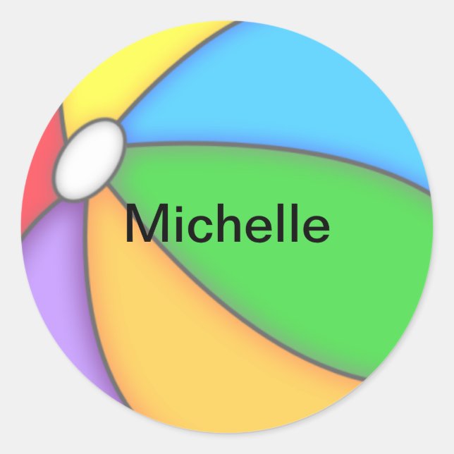 Adesivo Redondo Stickers personalizados de esferas de praia (Frente)