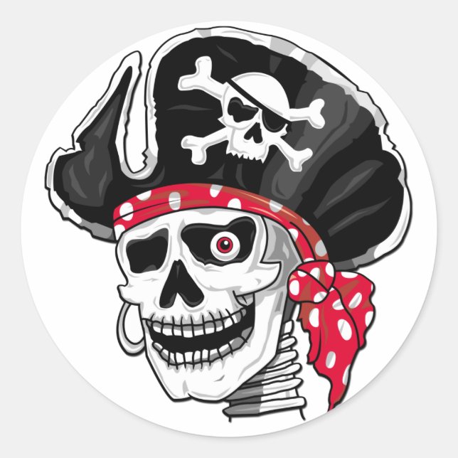Adesivo Redondo Stickers Pirata Skeleton (Frente)