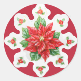 Adesivo Redondo Stickers Poinsettia
