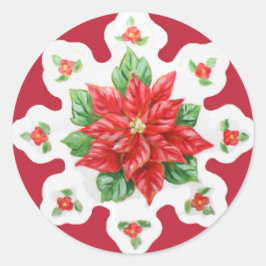 Adesivo Redondo Stickers Poinsettia