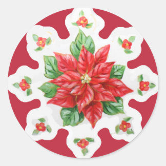 Adesivo Redondo Stickers Poinsettia