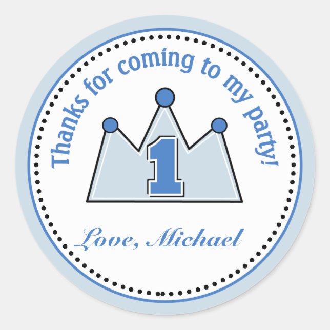 Adesivo Redondo Stickers Príncipe Festa de aniversário Favor (Frente)