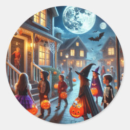 Adesivo Redondo Stickers projetam truque ou travessura de Hallowee