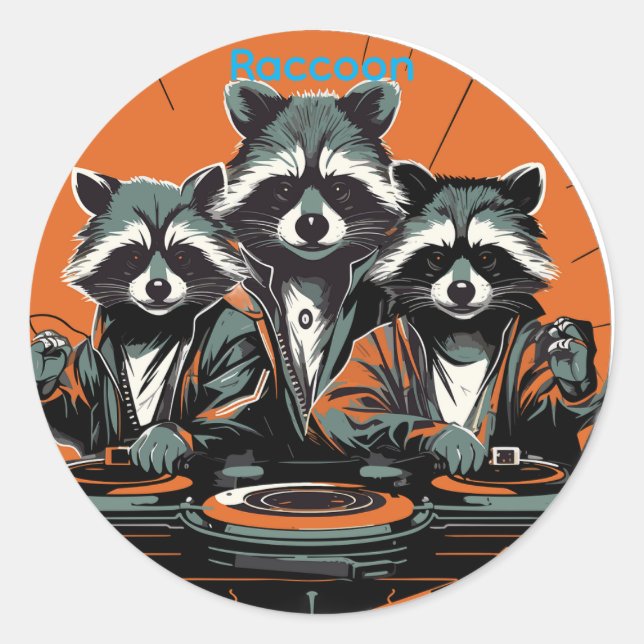 Adesivo Redondo Stickers Raccoon fez o Dia das Bruxas (Frente)