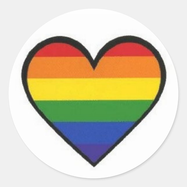 Adesivo Redondo Stickers "Rainbow Pride Heart" (Frente)