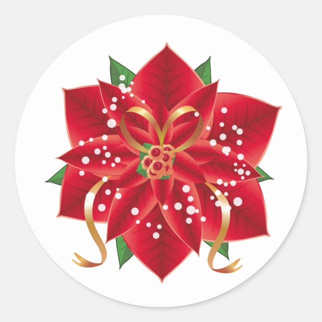 Adesivo Redondo Stickers-Red Poinsettia (Frente)