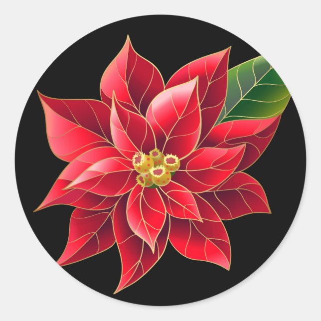 Adesivo Redondo Stickers-Red Poinsettia (Frente)