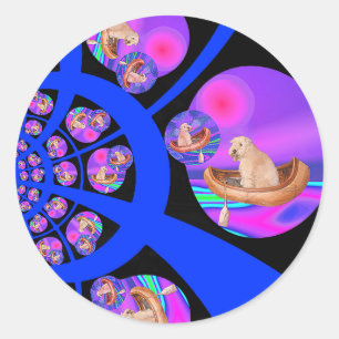 Adesivo Redondo Stickers: Roda na Viagem de Fantasia de Terrier