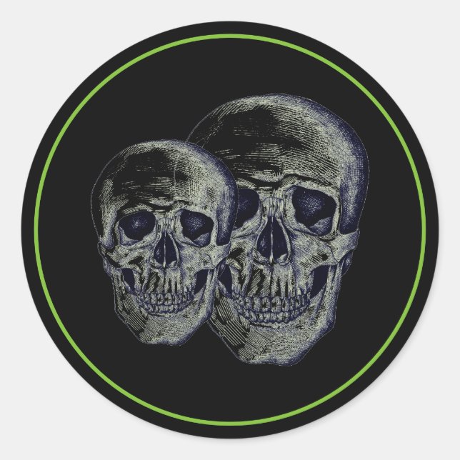 Adesivo Redondo Stickers-Skulls do Halloween (Frente)