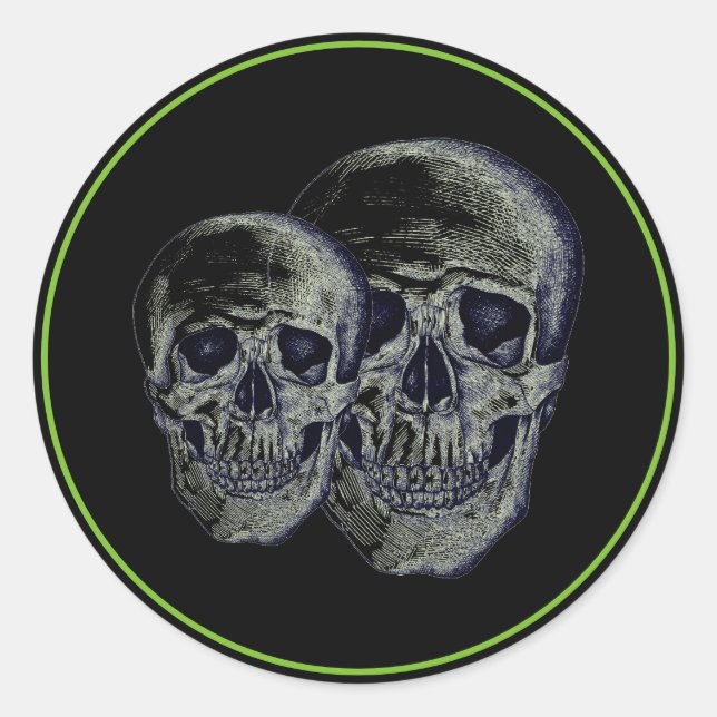 Adesivo Redondo Stickers-Skulls do Halloween (Frente)
