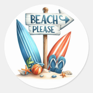 Adesivo Redondo Stickers Summer Beach