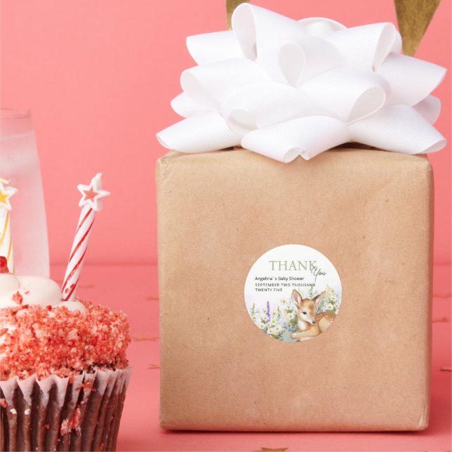 Adesivo Redondo  Stickers thank you for baby shower. (Festa)