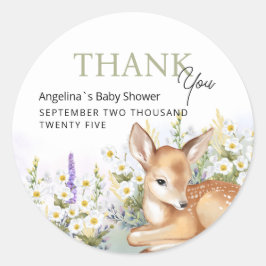 Adesivo Redondo Stickers thank you for baby shower.