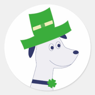 Adesivo Redondo Stickers with St. Patrick's Day dog and clover