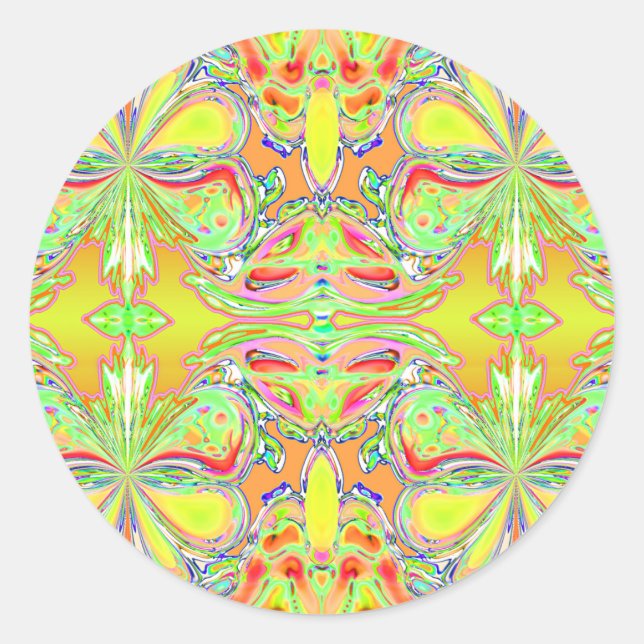 Adesivo Redondo Stickers "Yellow Butterfly Mandala" (Frente)