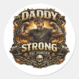 Adesivo Redondo StickerStrong Dad Funny Fitness Father Sticker Vin